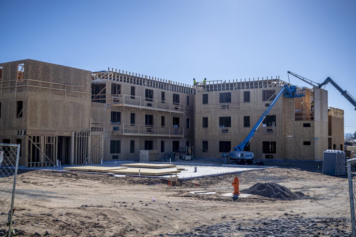 Pictured are the Route 66 Flats, a new affordable housing apartment complex being built in Albuquerque’s westside near 98th.