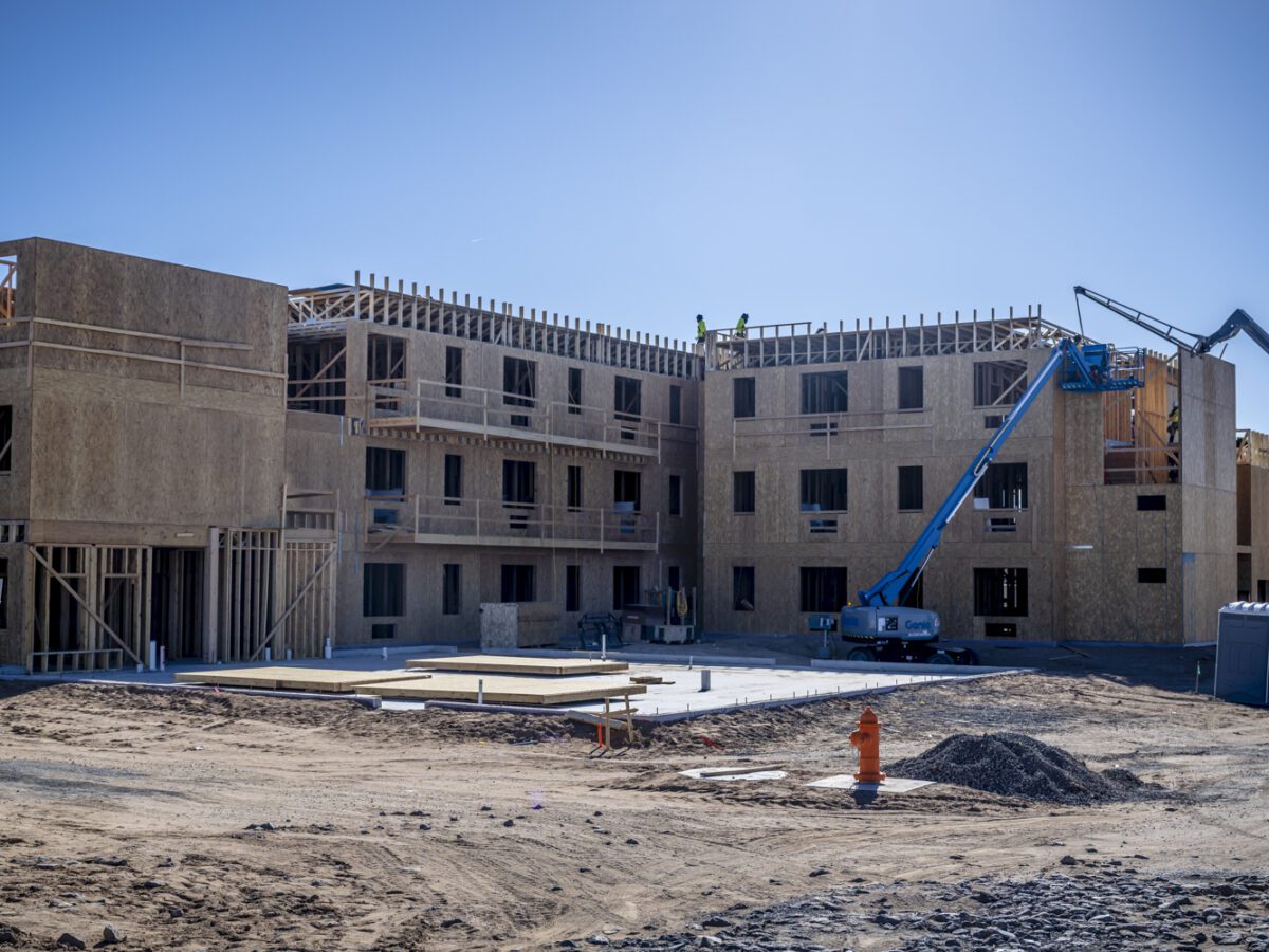 Pictured are the Route 66 Flats, a new affordable housing apartment complex being built in Albuquerque’s westside near 98th.