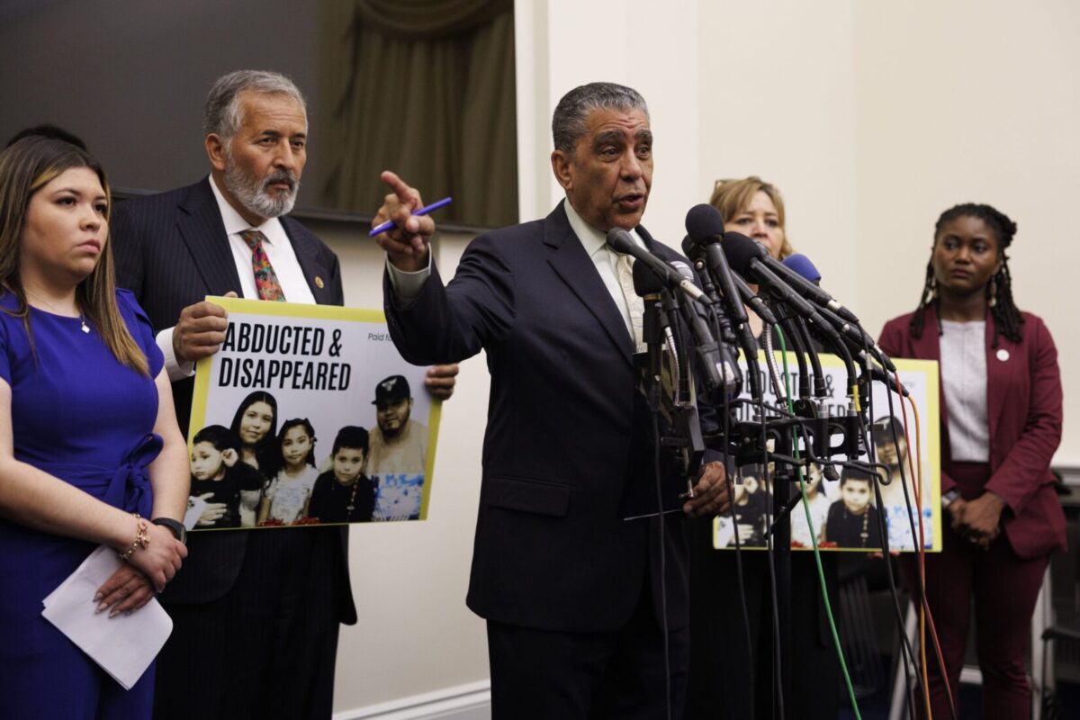 Rep. Adriano Espaillat (D-New York) speaks during a news conference on the mistaken deportation of Kilmar Abrego García of Maryland, on Capitol Hill in Washington on April 9.