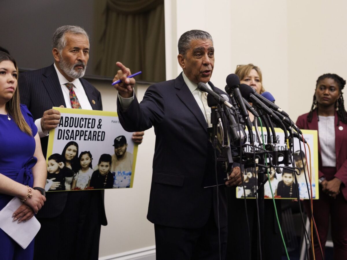 Rep. Adriano Espaillat (D-New York) speaks during a news conference on the mistaken deportation of Kilmar Abrego García of Maryland, on Capitol Hill in Washington on April 9.