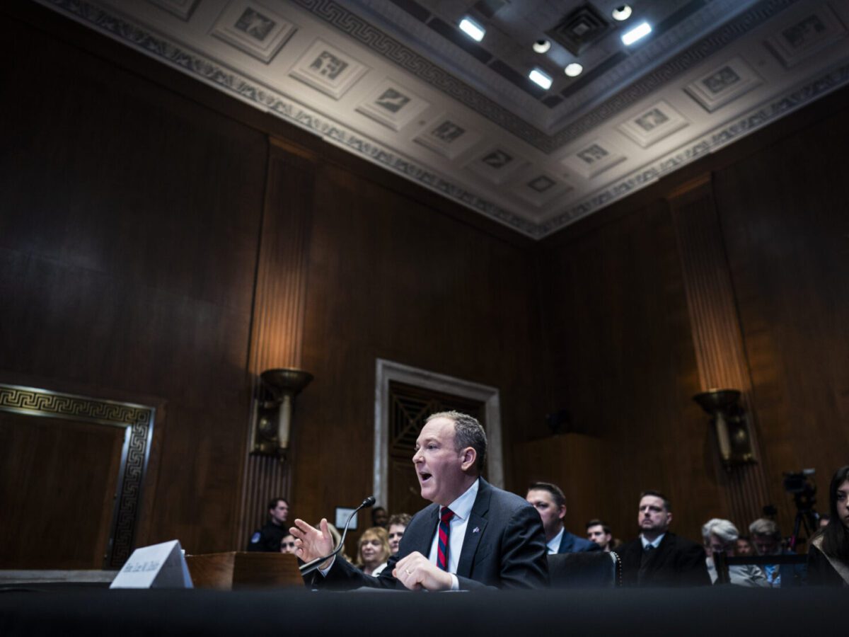 Lee Zeldin speaks during his Senate hearing on Jan. 16 before he was confirmed as the EPA administrator. Jabin Botsford/The Washington Post