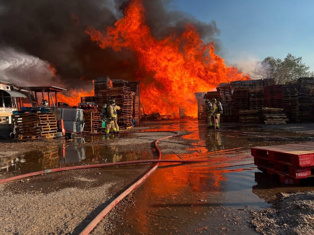 Albuquerque Fire Rescue battle a large industrial fire in the North Valley, May 13, 2025