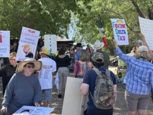 City Council candidate Daniel Leiva collected signatures to get on the ballot during the Albuquerque No Kings rally on June 14, 2025 / nm.news
