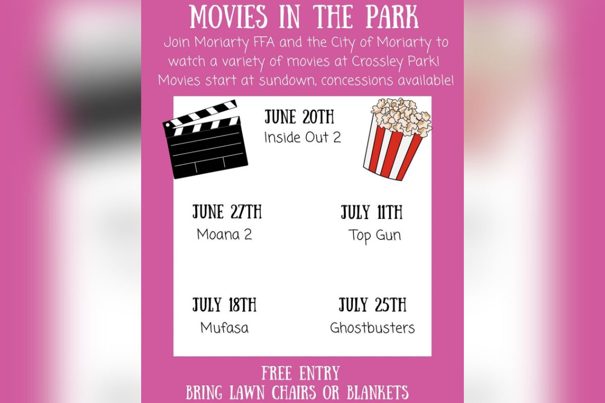 The Moriarty Future Farmers of America will be showing a series of films in Crossley Park this summer as part of a fundraiser.