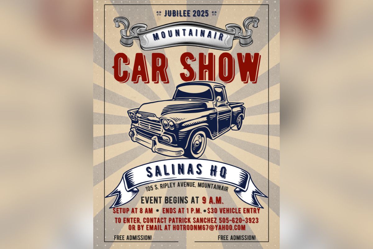 The streets of Mountainair will come alive with chrome and color on June 28, as the Jubilee 2025 Car Show cruises into town with a wide display of vintage vehicles and family-friendly activities.