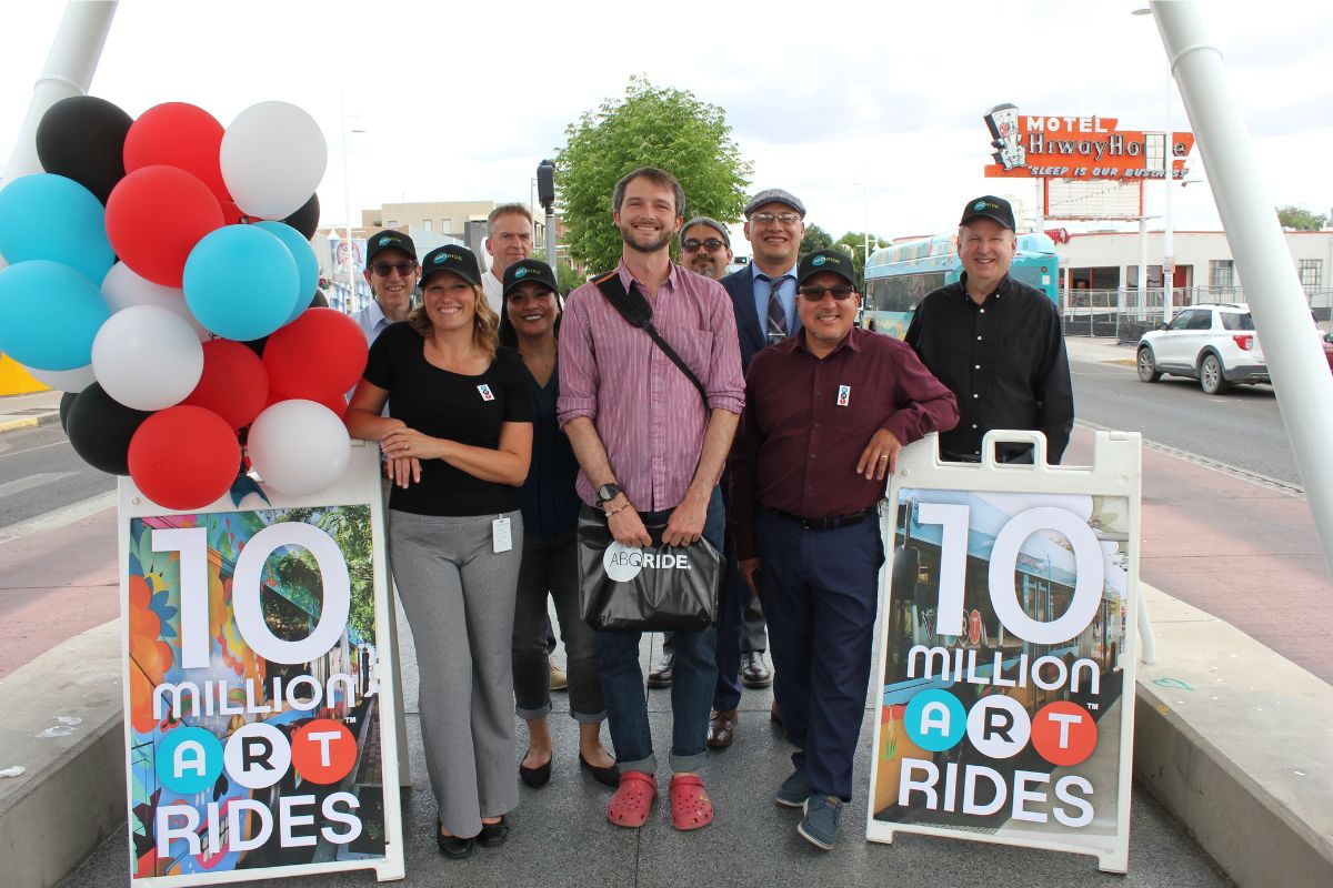ART celebrated its 10 millionth rider, Rhett Sanders-Spencer, a local student and resource conservation professional. (CABQ)