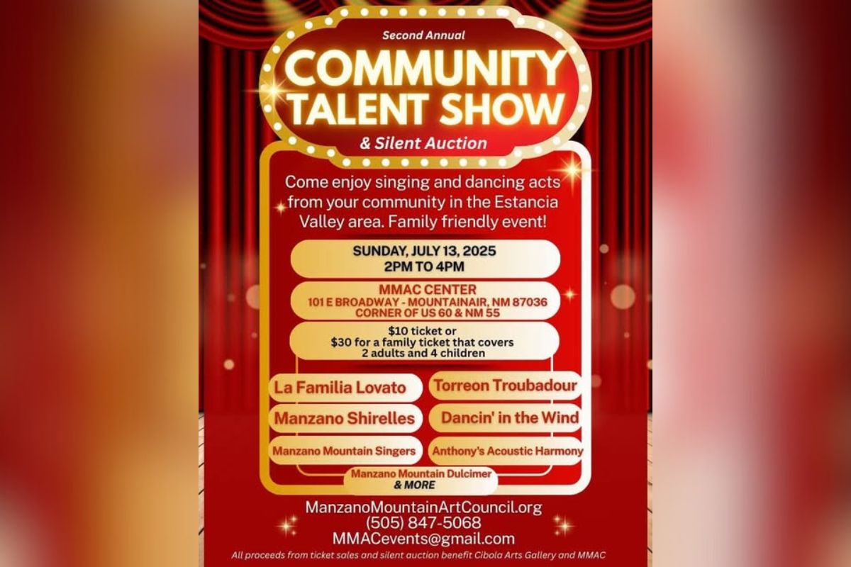 The Manzano Mountain Arts Council is inviting the community to an afternoon of local talent and family fun at the Second Annual Community Talent Show and Silent Auction, set for July 13 from 2 to 4 p.m. at the MMAC Center.