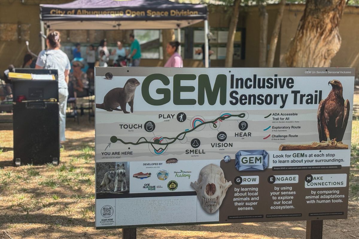 The grand opening of the Tijeras Education Center Sensory Trail—a fully compliant trail under the Americans with Disabilities Act designed to be inclusive, immersive and educational—drew a lively crowd Tuesday of nature lovers, curious kids and community trail-blazers, all ready for a few surprises along the path.