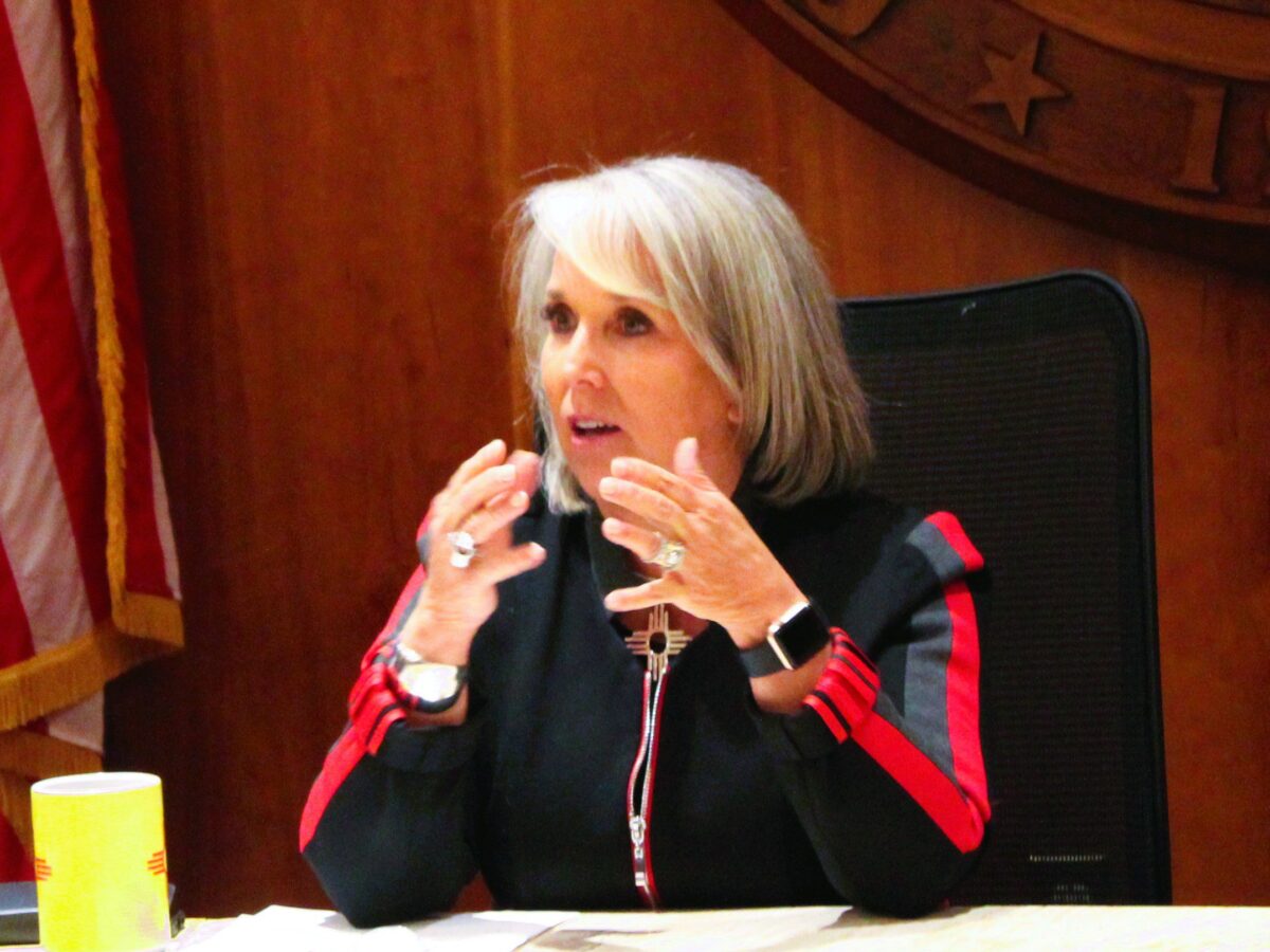 Gov. Michelle Lujan Grisham speaks during a press conference on Sept. 8, 2023 regarding a new public health order.