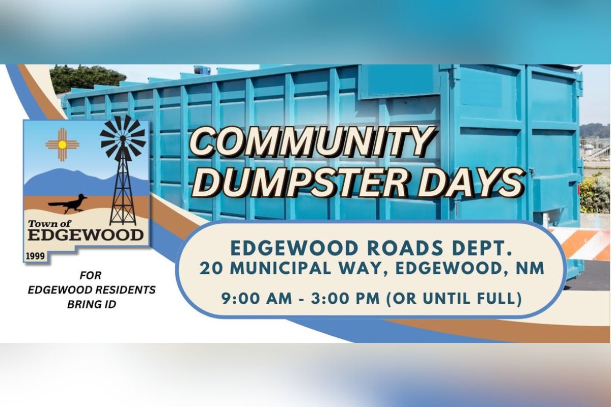 The Town of Edgewood will host its "Dumpster Days" event on August 16-17, providing residents with a convenient opportunity to dispose of bulk household items and debris.