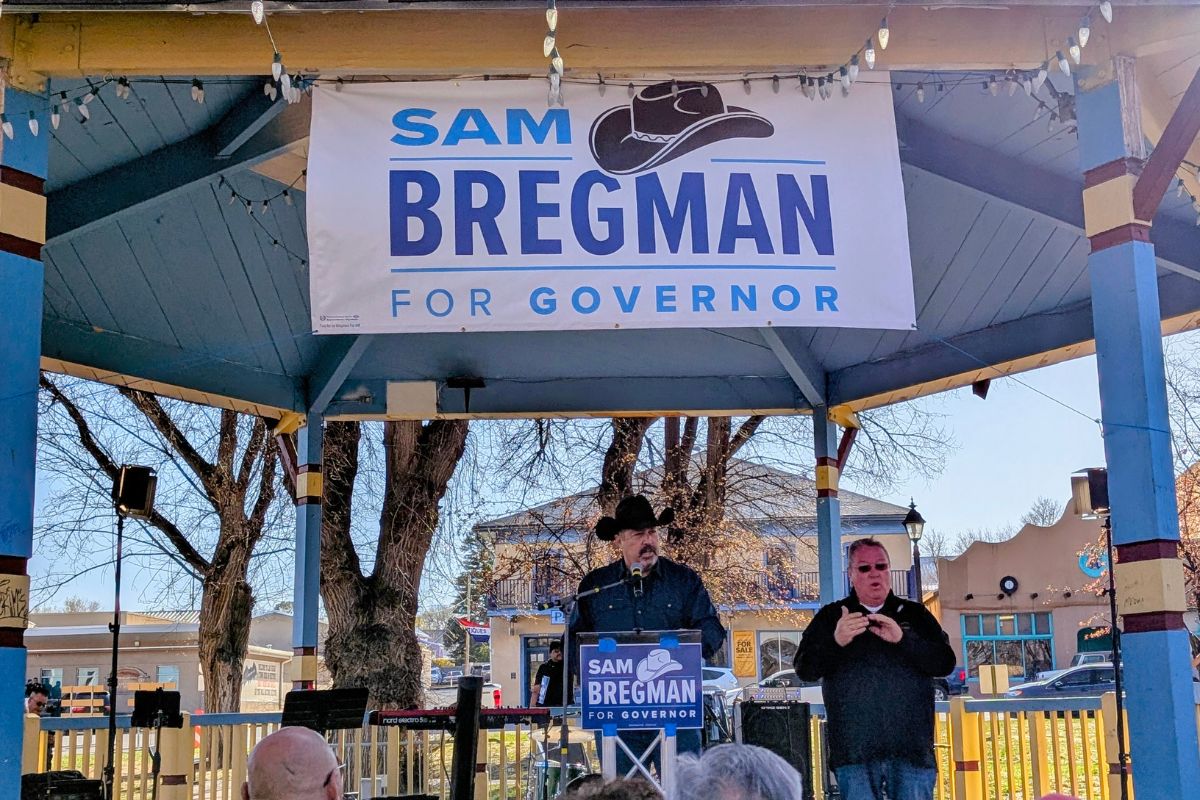 Democratic gubernatorial candidate Sam Bregman is shown during his campaign announcement in April in Las Vegas, NM. (Kevin Hendricks)