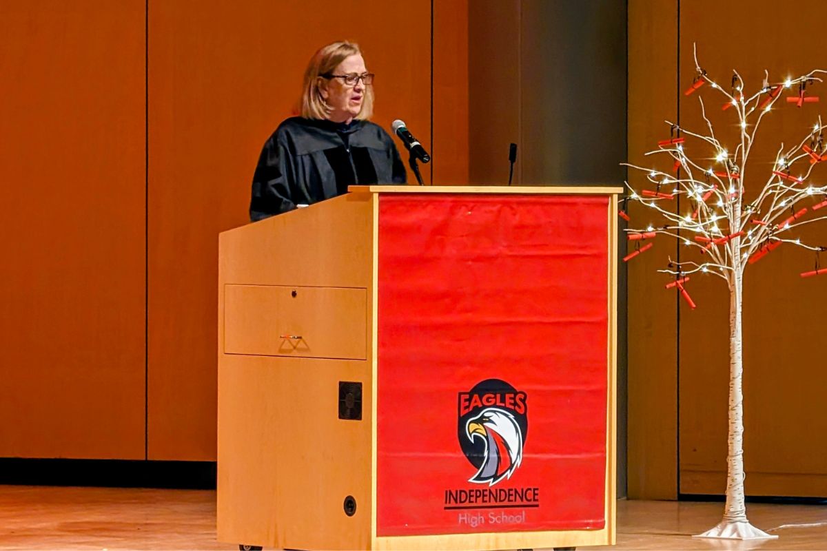 RRPS Superintendent Dr. V. Sue Cleveland, shown at a graduation in 2024, announced her retirement Wednesday. (Kevin Hendricks)