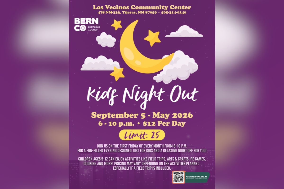 Bernalillo County will begin offering a monthly Kids Night Out program starting Friday, providing parents with a supervised evening activity for children while giving adults a night off. (BernCo)