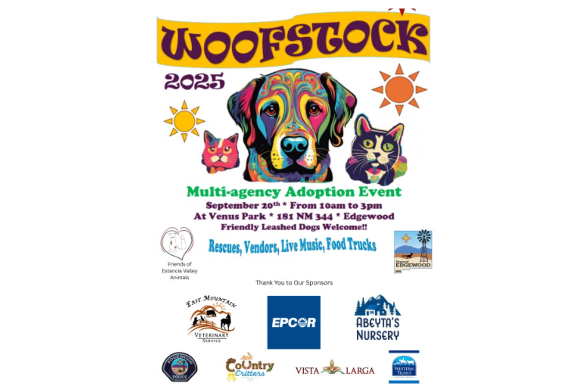 Woofstock 2025 is scheduled for Saturday, Sept. 20, from 10 a.m. to 3 p.m. at Venus Park, located at 151 NM 344 in Edgewood.