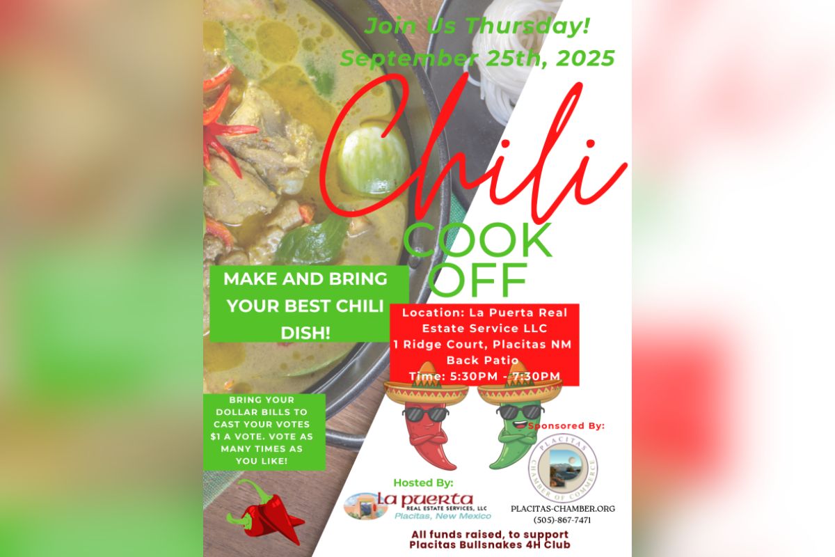 The Placitas Chamber of Commerce will host a chili cook-off this month to raise funds for a local youth organization.