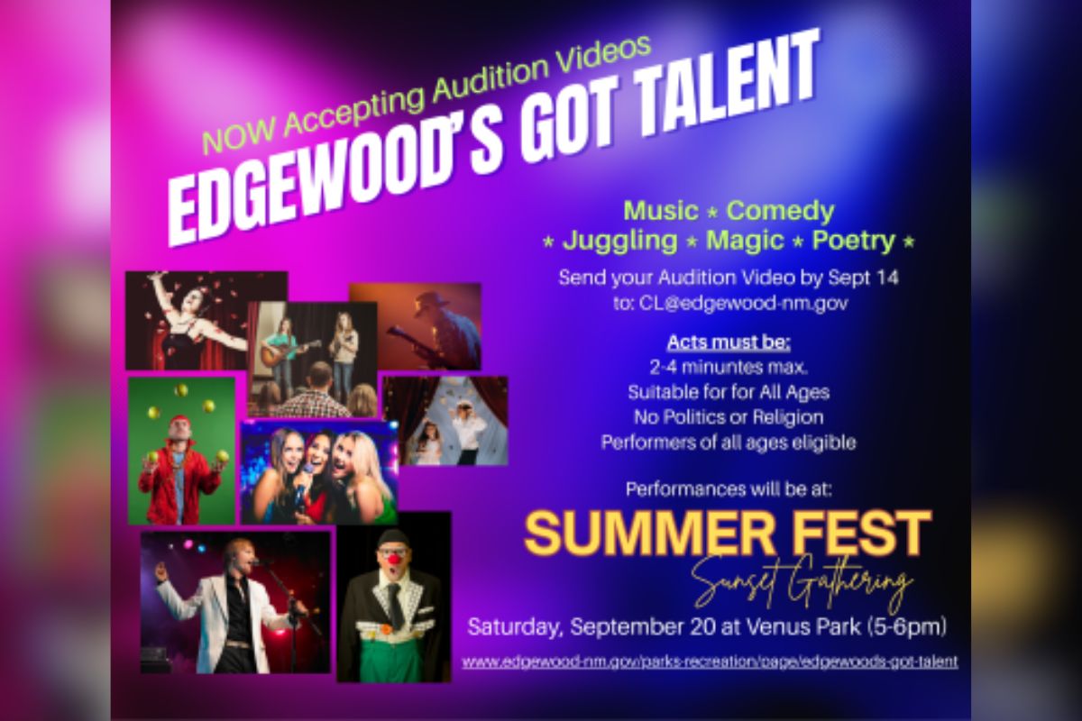 The city of Edgewood is accepting audition videos for "Edgewood's Got Talent," a community talent showcase that will be held during Summer Fest on Sept. 20. (Town of Edgewood)