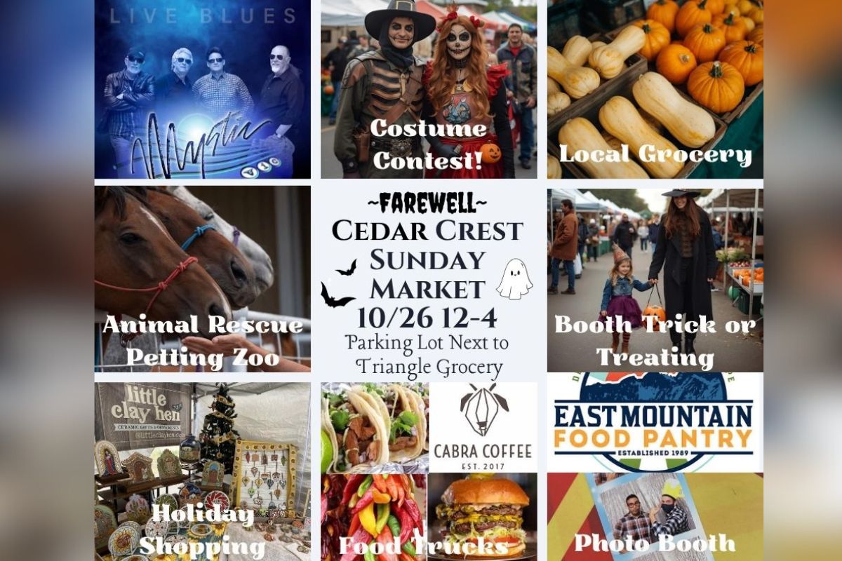 The Cedar Crest Sunday Market will host its final event of the season this Sunday, Oct. 26, from noon to 4 p.m. in the parking lot next to Triangle Grocery, with organizers aiming to draw a record crowd of 2,000 attendees.