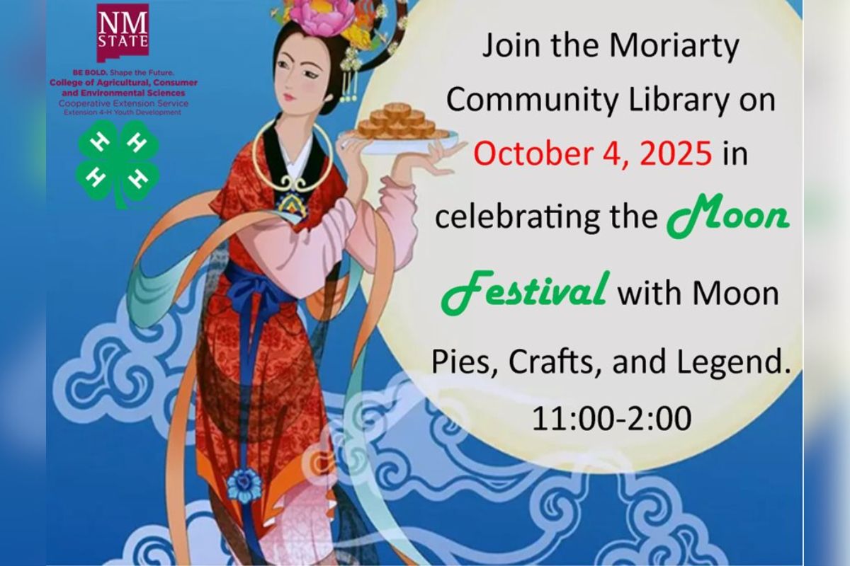 The Moriarty Community Library will celebrate the Moon Festival on Saturday, Oct. 4, from 11 a.m. to 2 p.m.
