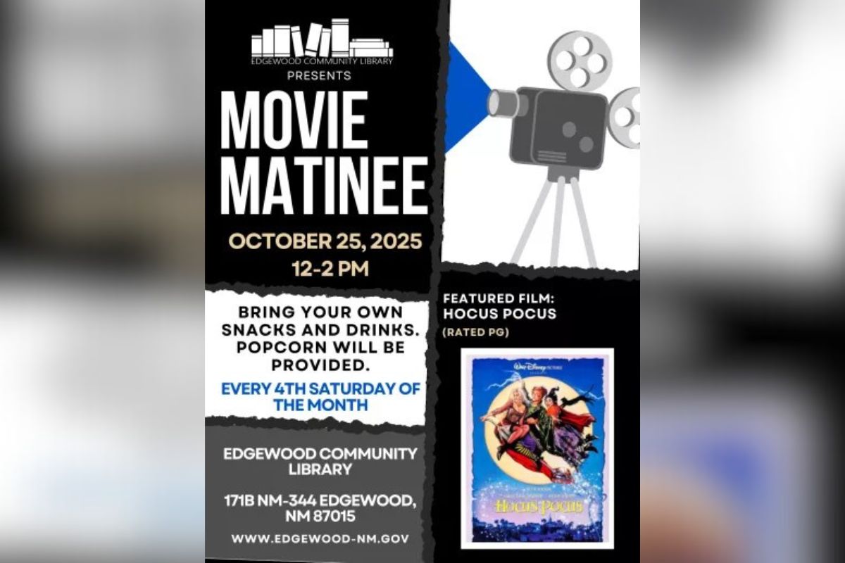 The Edgewood Community Library will present a screening of "Hocus Pocus" as part of its monthly Movie Matinee series on Saturday.