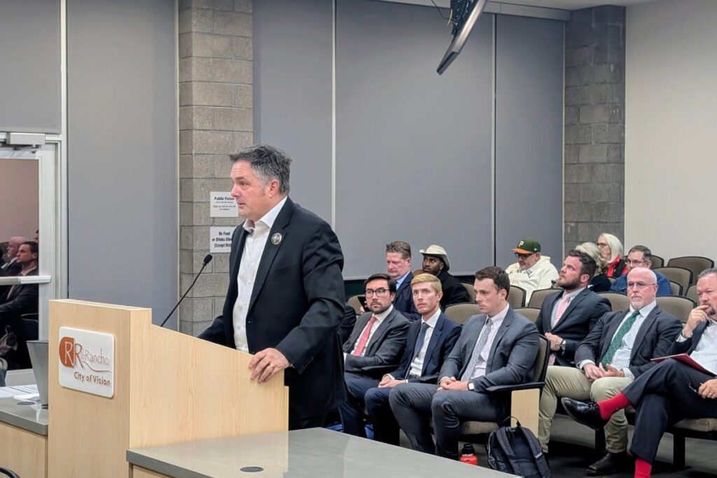 State Sen. Jay Block speaks in support of a missile facility that will be built in Rio Rancho at the Nov. 13 City Council meeting. (Kevin Hendricks)