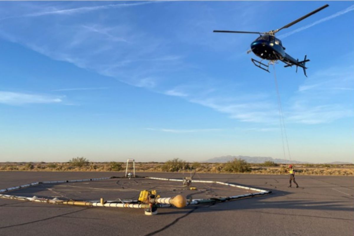 A helicopter equipped with specialized instruments will fly about 100 feet above ground collecting electromagnetic data to help create three-dimensional maps of the basin's aquifer system.