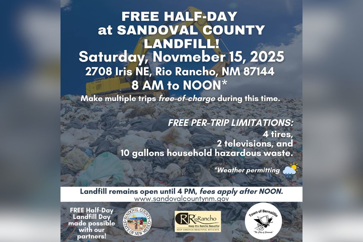 If the weather holds up, Sandoval County residents will be treated to a free half-day of dumping at the county landfill.