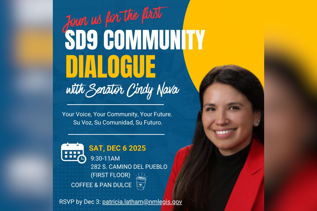 New Mexico Sen. Cindy Nava will launch a series of community dialogues next month, offering constituents an opportunity to discuss issues facing District 9, which covers Placitas, Algodones, Bernalillo, Corrales and parts of Rio Rancho. 