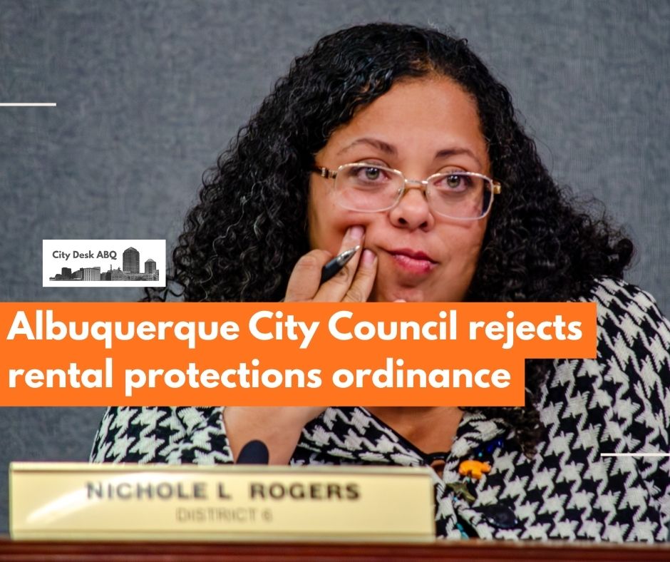 District 6 City Councilor Nichole Rogers looks on as the Albuquerque City Council voted down her proposed rental protection ordinance on Jan. 21. (Jesse Jones)