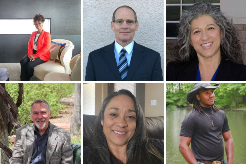 Rio Rancho mayoral candidates top from left: Aleitress Owens-Smith, Michael Meek and Alexandria Piland. Bottom from left: Paul Wymer, Corrine Rios and Zach Darden.