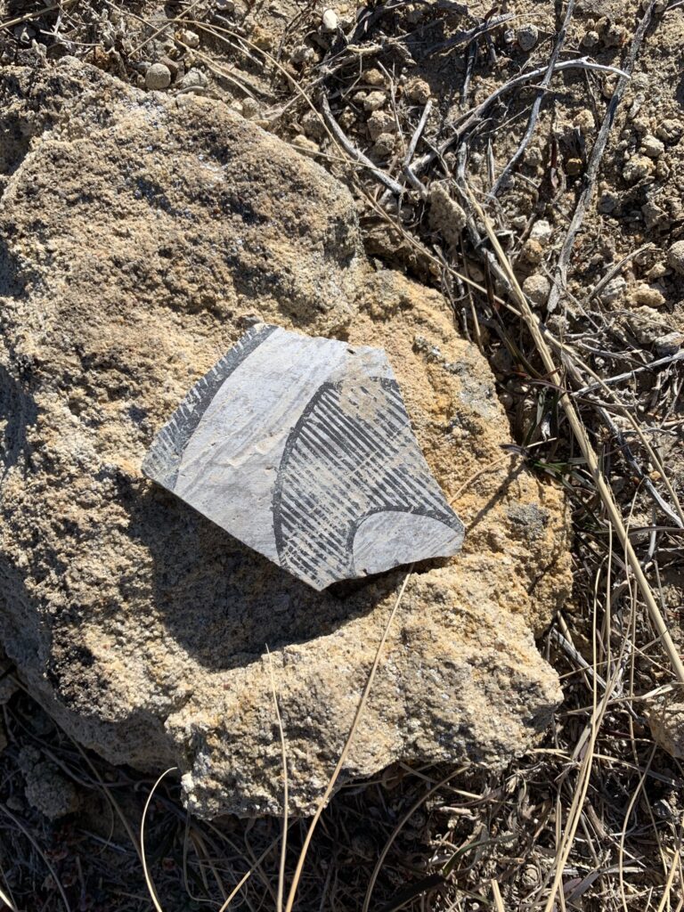Pottery sherd near Pierre’s Site, along the Great North Road extending north from the Chaco Culture National Historical Park, New Mexico
