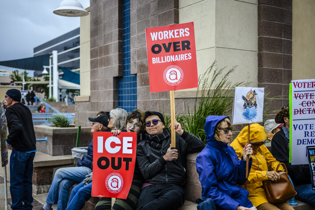 Friday was International Workers’ Day with more than 25 local labor unions and community organizations gathered for a rally and a march at Albuquerque Civic Plaza. Roberto E. Rosales for the The Paper