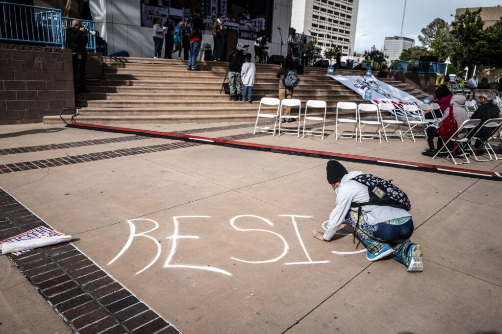 Friday was International Workers’ Day with more than 25 local labor unions and community organizations gathered for a rally and a march at Albuquerque Civic Plaza. Roberto E. Rosales for the The Paper