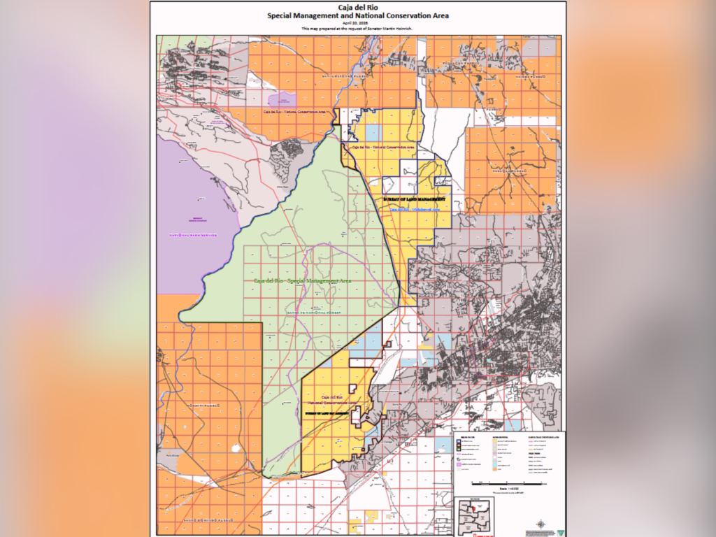 A map of the Caja del Rio Special Management and National Conservation Areas.