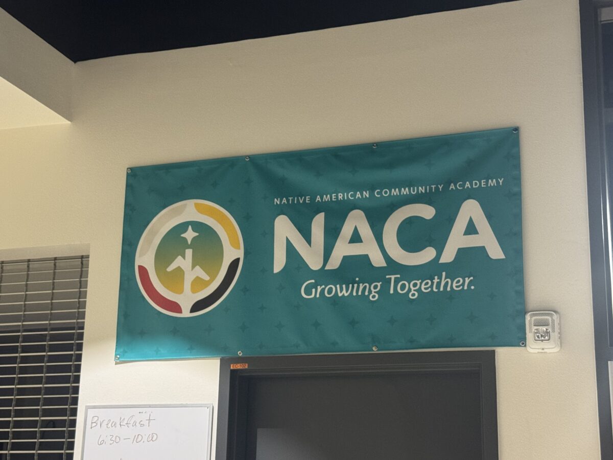 A sign inside of NACA's building on the CNM Main Campus (Photo by Sara Atencio-Gonzales)