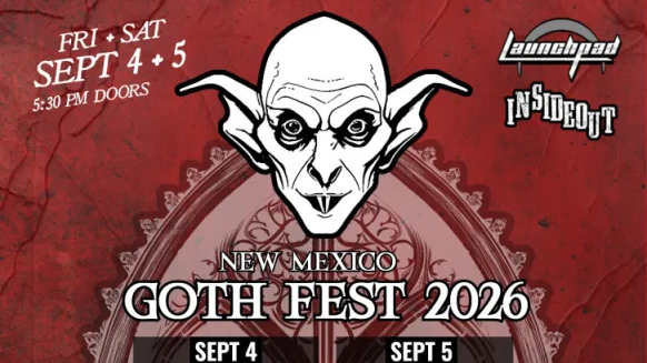Poster for a goth music festival with the head of a vampire.