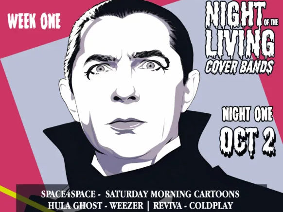 A band poster with an illustration of Dracula.
