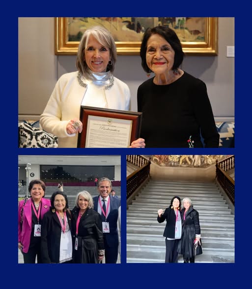 Gov. Michelle Lujan Grisham shared these pictures with Dolores Huerta Wednesday. (Courtesy photo)